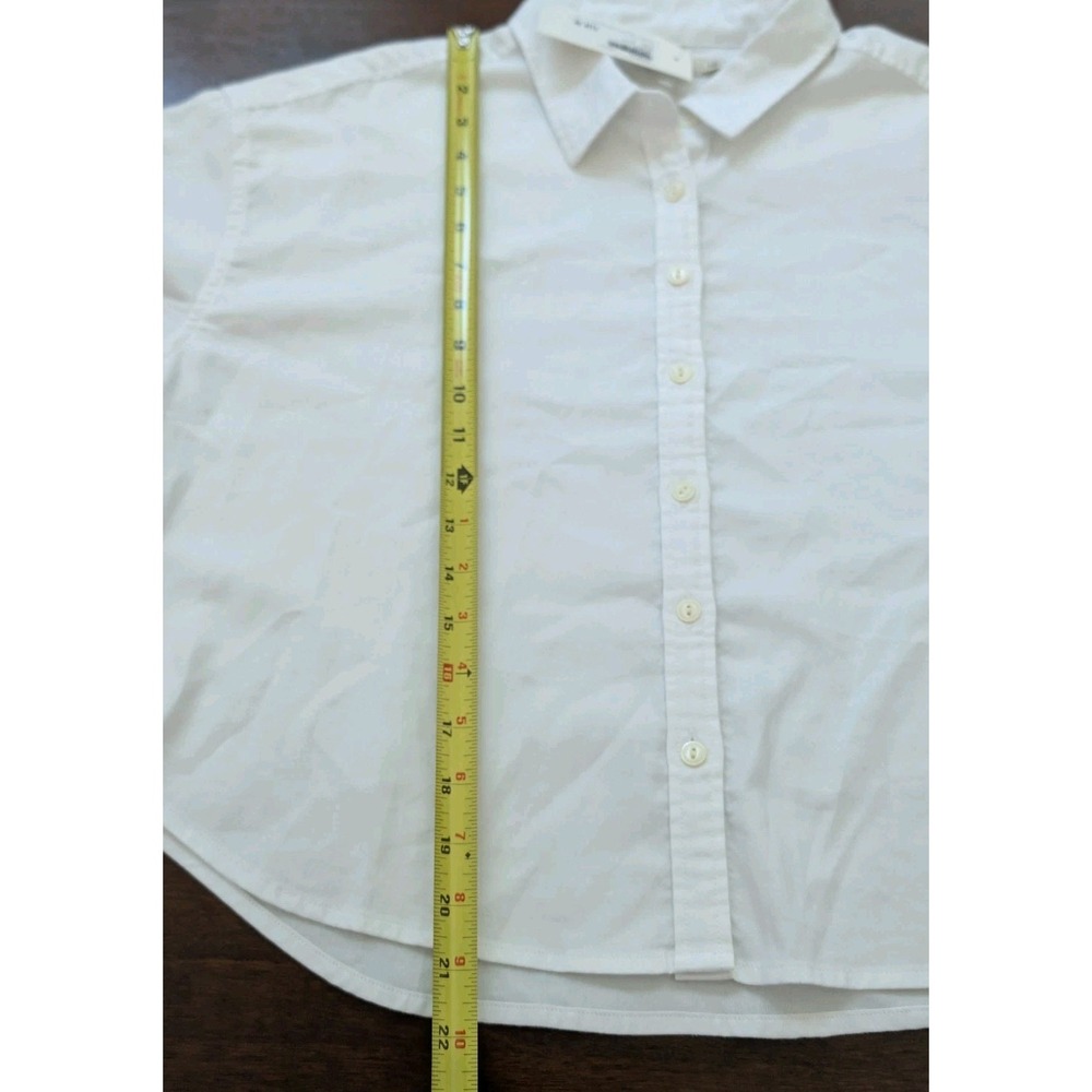 Faherty Brand Women Size Sm White Stretch Oxford Cropped Button Down Shirt NWT - Picture 8 of 9